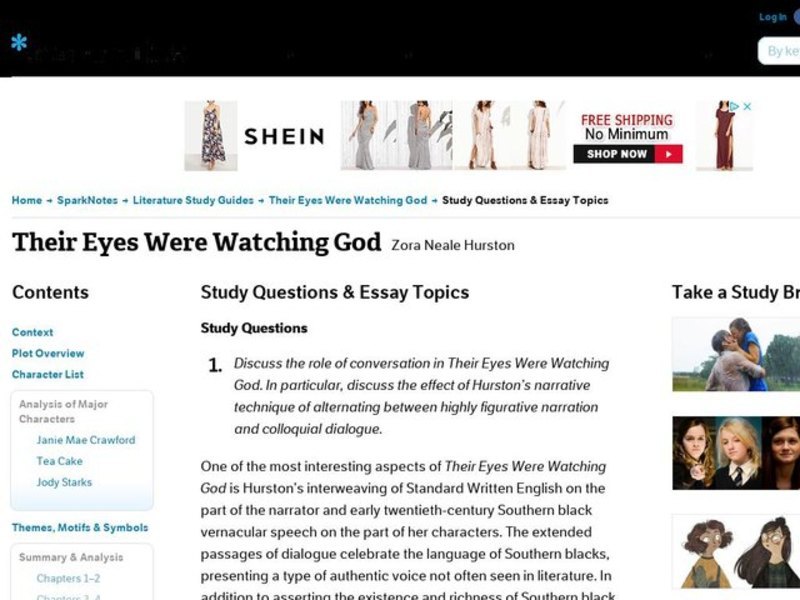 Their eyes were watching god study questions